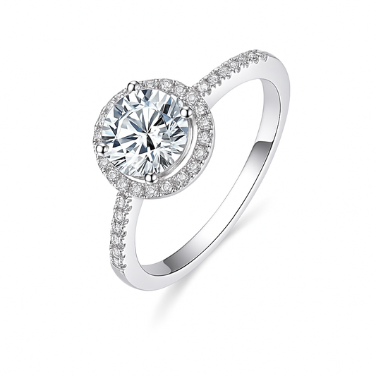 18K White Gold Round Diamond Proposal Wedding Ring